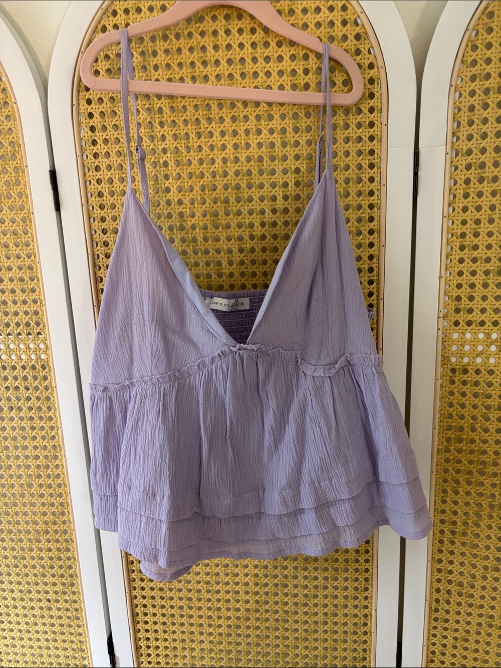 Altar'd State Lavender Tiered V-Neck Spaghetti Strap Camisole